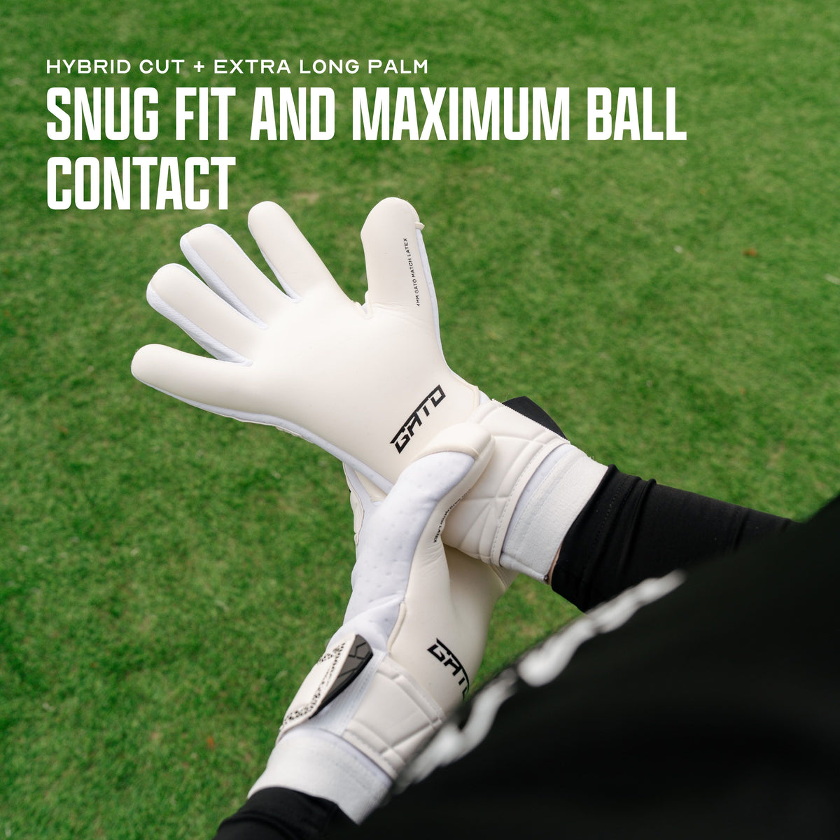 GATO Classic Match hybrid cut and extended palm, glove catching a ball