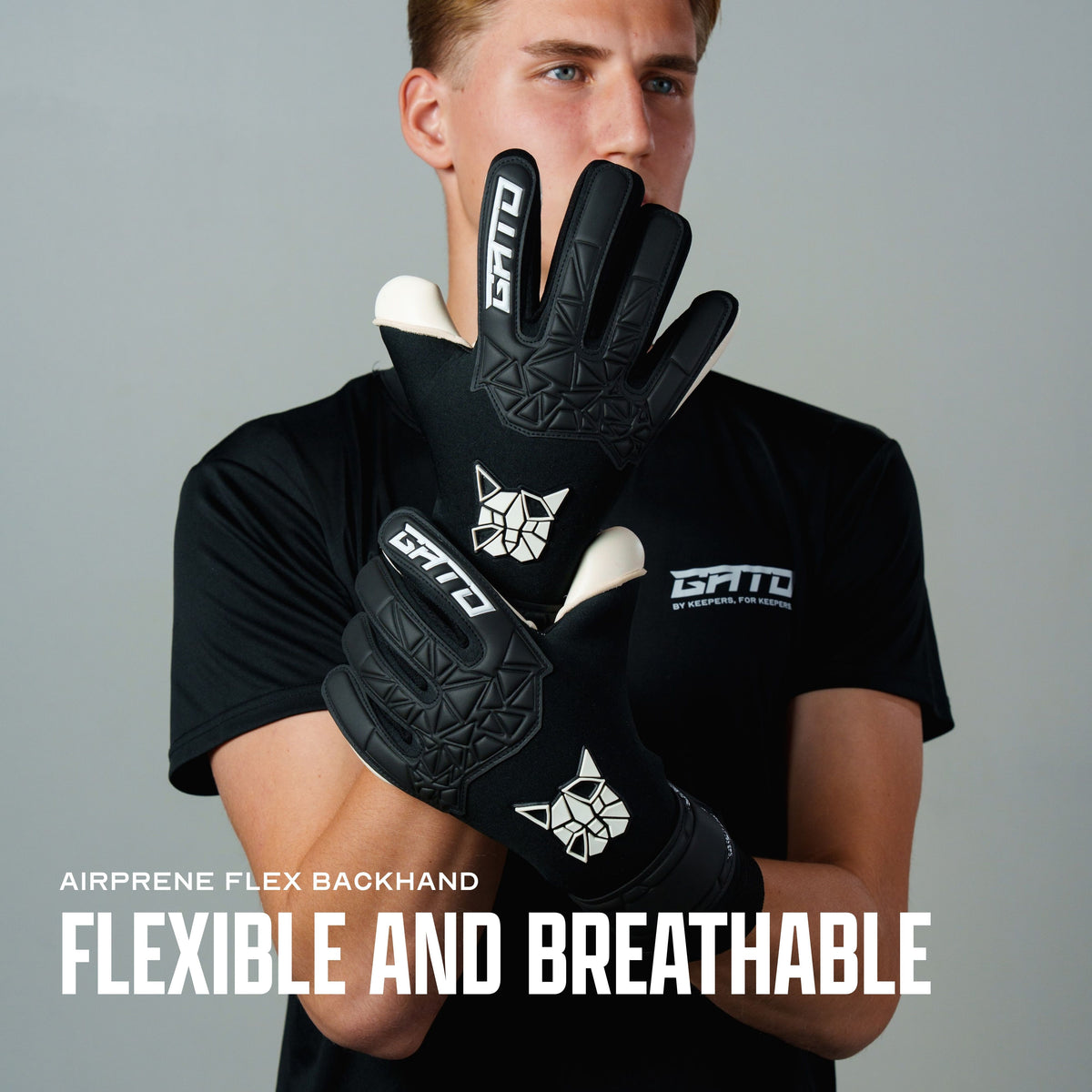 GATO Classic Training glove backhand with Airprene Flex, goalkeeper in black gloves